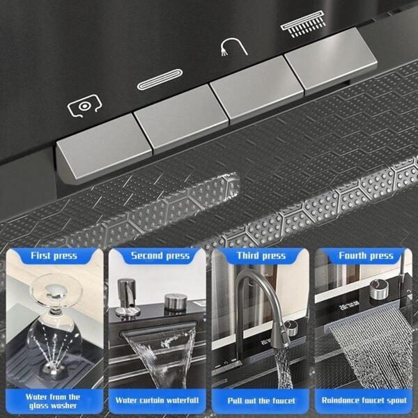Luxury Kitchen Sink With Flying Rain Waterfall and Digital Display - Large Single Slot Dishwasher Mermaid Piano Sink - Image 3