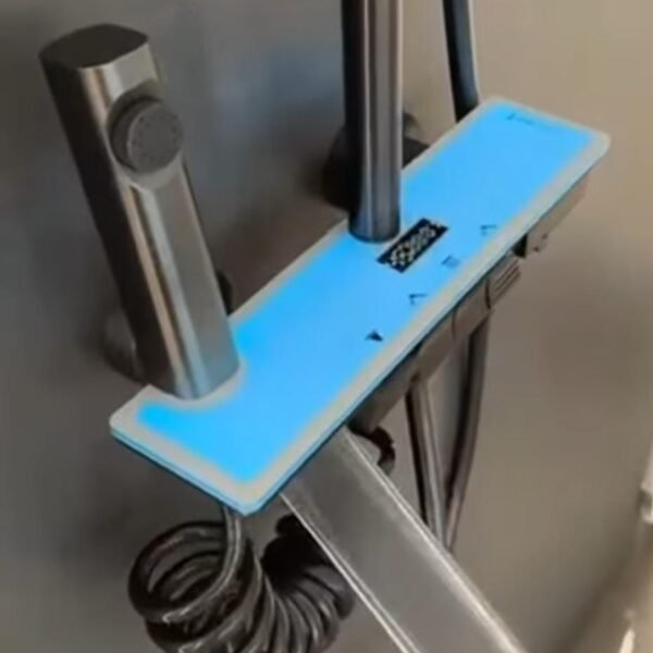 Shower System Wall Mount Full Body LED Light , Digital Display Shower Faucet Set with Bathtub Faucet, 4 Piano Keys Rainfall Shower Set with Shower Head And Handheld, 2 in 1 Bidet Spray, Hydroelectric Power,Gun whit