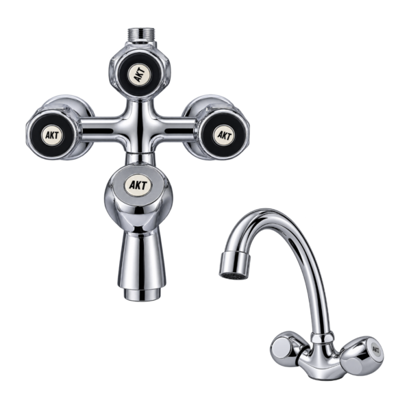 AKT Brass Shower Set, Economy Set | Silver Chrome Finishing