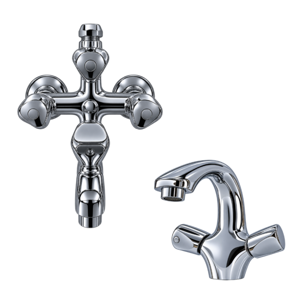 Brass Shower Set, Chrome Bell Handle Design | Silver Chrome