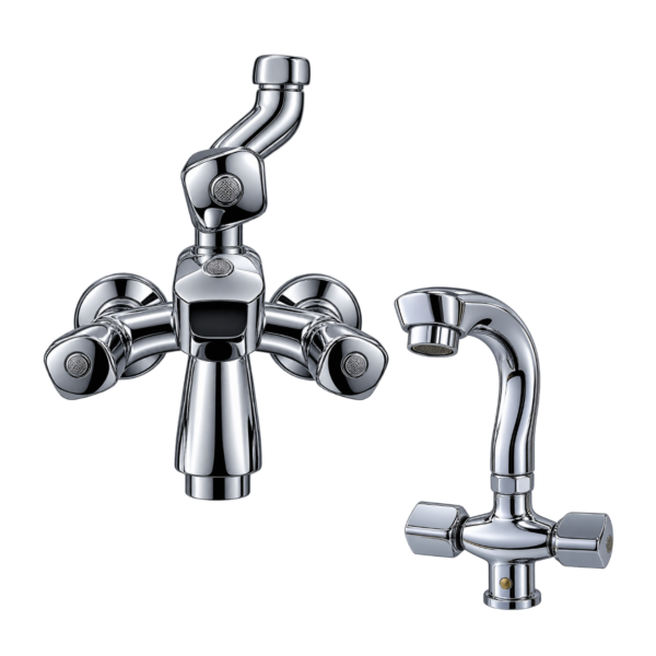 Brass Shower Set, Chrome Swivel Spout Design, Heavy Weight Pure Brass Shower Set