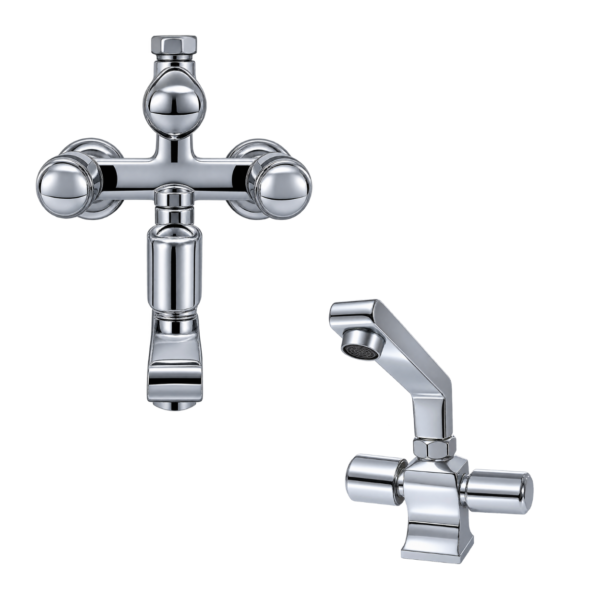 Brass Head Shower Set, Chrome Ball Handle Design | Silver Chrome