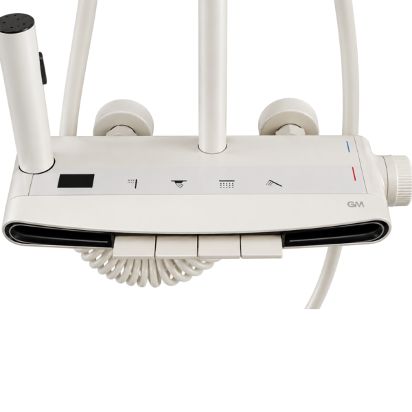 Piano-Style Thermostatic Shower System with Digital Temperature Display | Creamy White