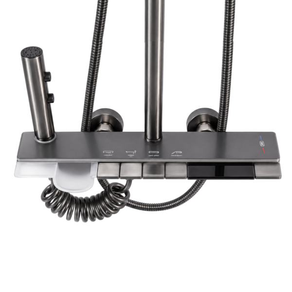 Piano-Style Thermostatic Shower System with Digital Display | Gun Grey