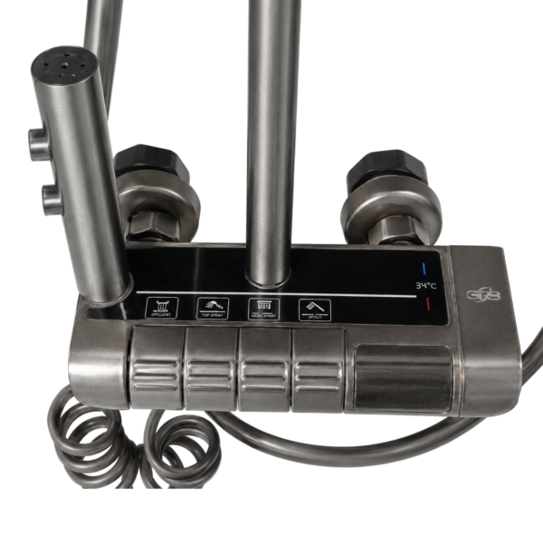 Piano-Style Thermostatic Shower System with Digital LED Temperature Display | Gun Grey