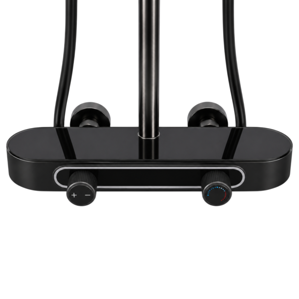 Dual-knob Design Piano Shower Set | Black Glass