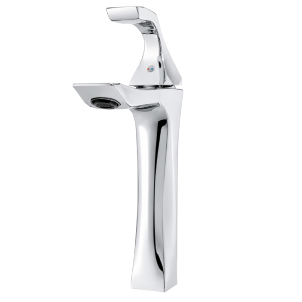 Stainless Steel Tall Bathroom Basin Faucet, Deck Mounted Hot and Cold Mixer | Silver Chrome