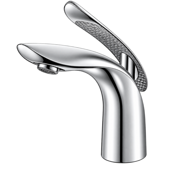 Curved Textured Lever Basin Mixer Faucet, 8 Inch Modern Basin Tap, 4 Colors