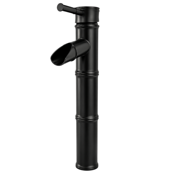 Matte Black Bamboo Style Waterfall Basin Mixer Faucet, 12 Inch Tall Single Lever Basin Tap