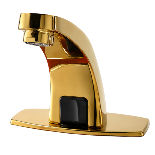 Polished Gold Automatic Sensor Basin Faucet, 8 Inch Electric Touchless Basin Tap