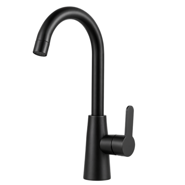 Matte Black Swan-Neck Kitchen Sink Mixer