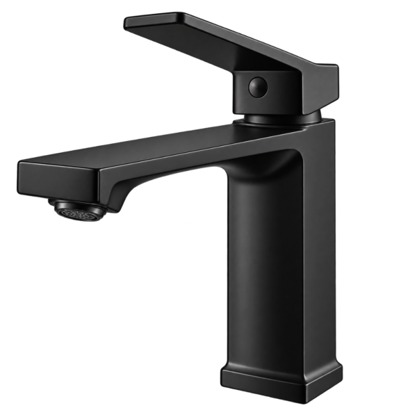 Brass Square Basin Mixer Faucet, 8 Inch Deck Mounted Single Lever Sink Tap, 3 Colors
